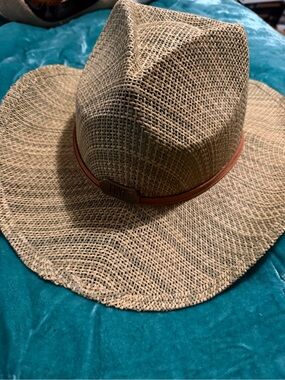 Frye Straw Fedora Sun Hat with Brown Band